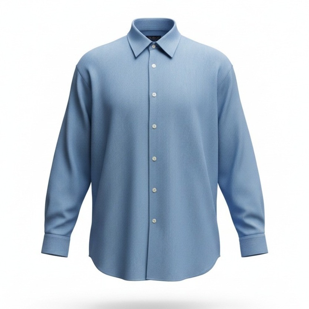 Pronto Uomo Mens Dress Shirt Non-Iron 100%‎ Cotton Blue Business 17.5 32/33